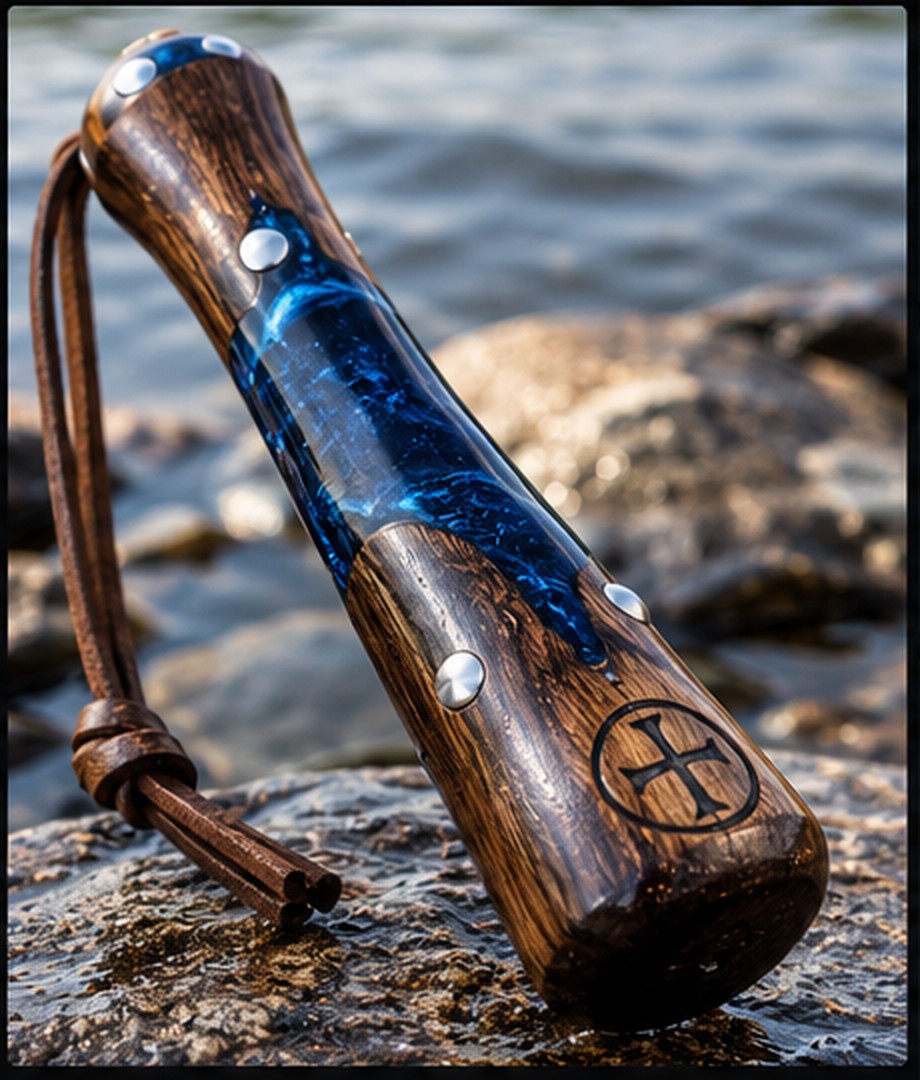 Black walnut and blue resin Last Rites Priest