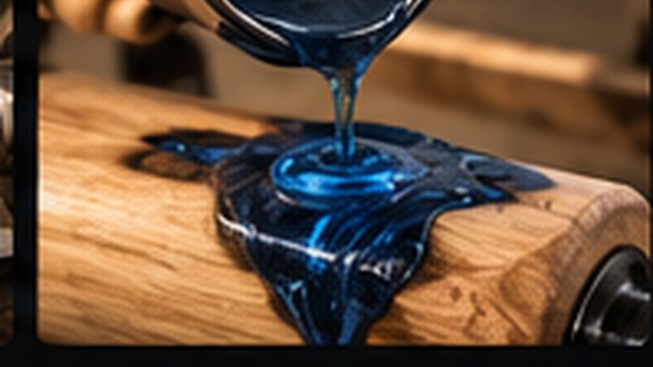 Blue resin work